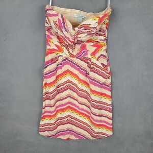 Charlie Jade Silk‎ Dress Womens XS Multicolor Strapless Sweetheart Cocktail Mini